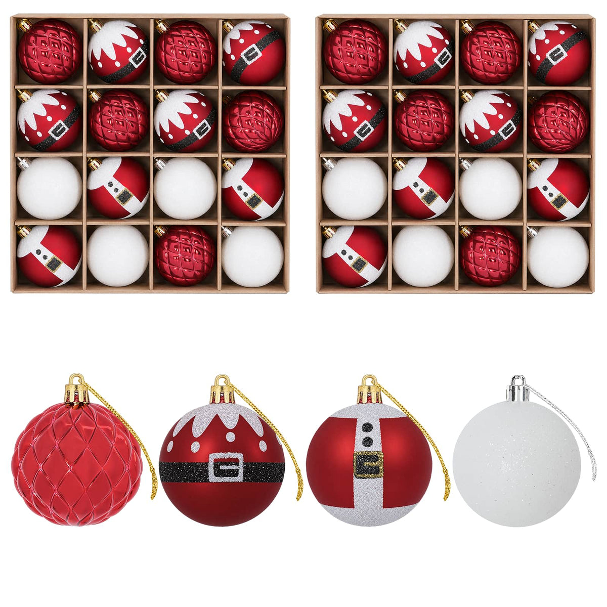 Christmas Ball Set 32 pcs Red and White Ø 6 cm Plastic