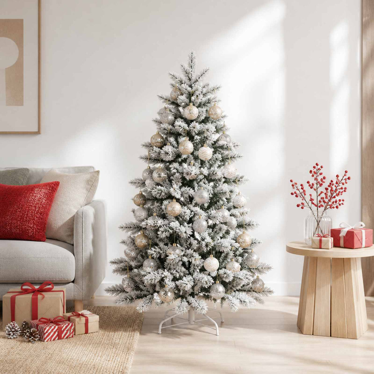 Christmas Ball Set 32 pcs Gold Transparent and White Ø 6 cm
