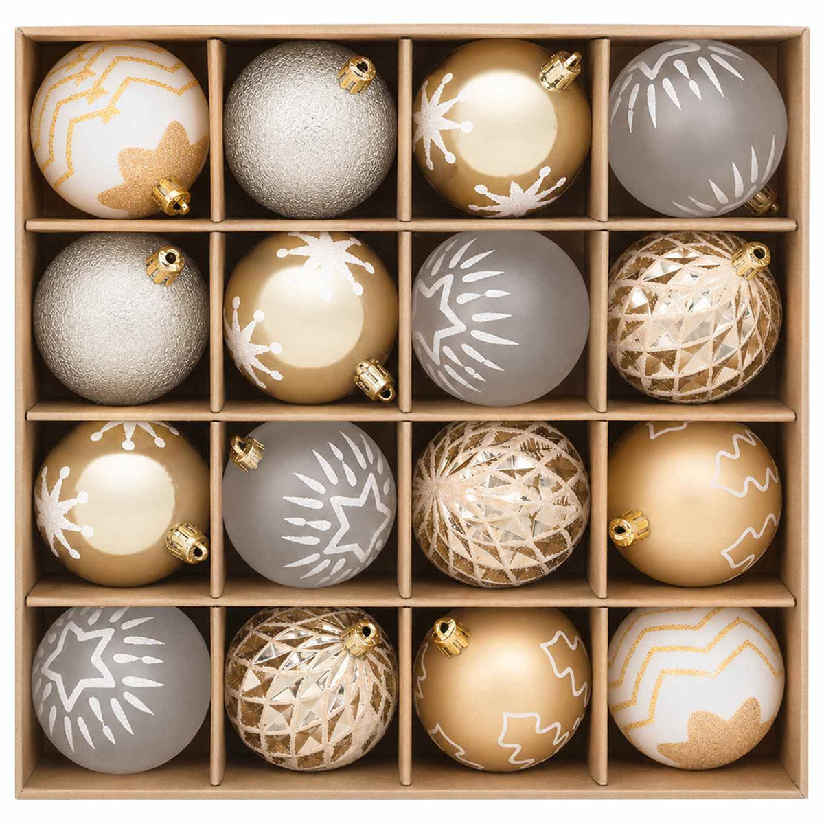 Christmas Ball Set 32 pcs Gold Transparent and White Ø 6 cm