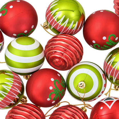 Christmas Ball Set 32 pcs Light Green and Red Ø 6 cm Plastic