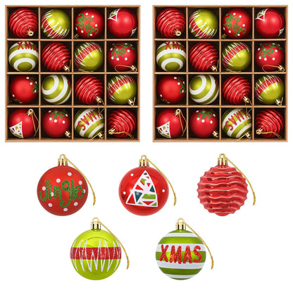 Christmas Ball Set 32 pcs Light Green and Red Ø 6 cm Plastic