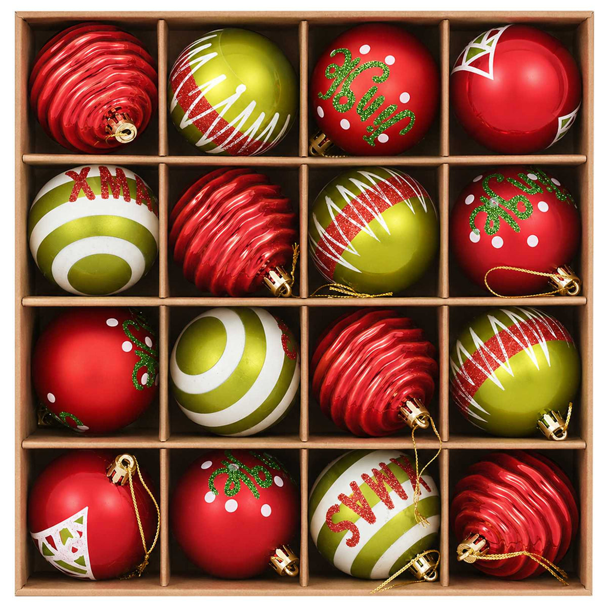 Christmas Ball Set 32 pcs Light Green and Red Ø 6 cm Plastic