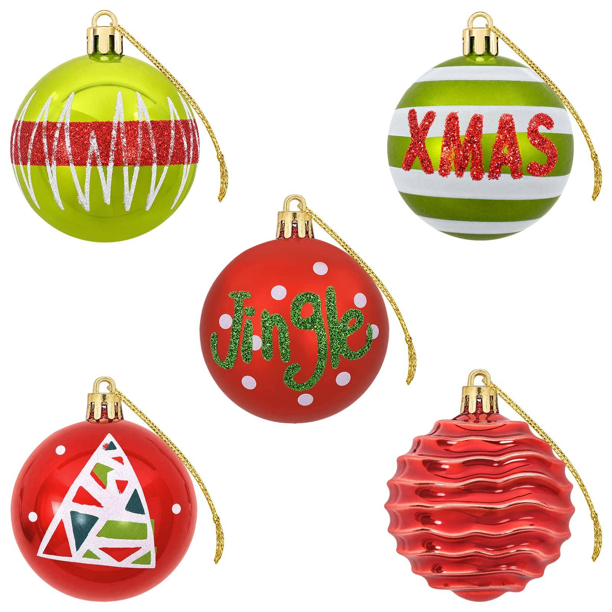 Christmas Ball Set 32 pcs Light Green and Red Ø 6 cm Plastic