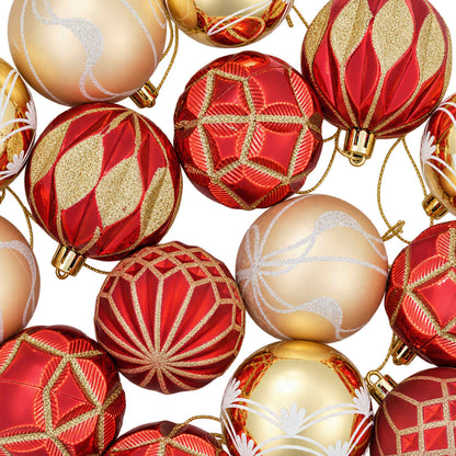 Christmas Ball Set 32 pcs Gold and Red Ø 6 cm Plastic