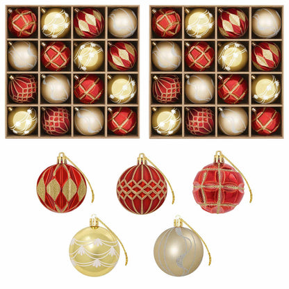Christmas Ball Set 32 pcs Gold and Red Ø 6 cm Plastic