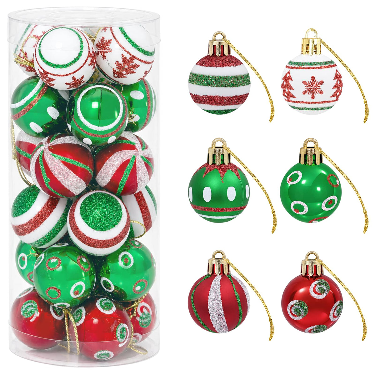 Christmas Ball Set 72 pcs Red, White and Green Ø 3 cm Plastic