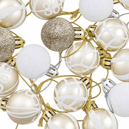 Christmas Ball Set 72 pcs Champagne and White Ø 3 cm Plastic