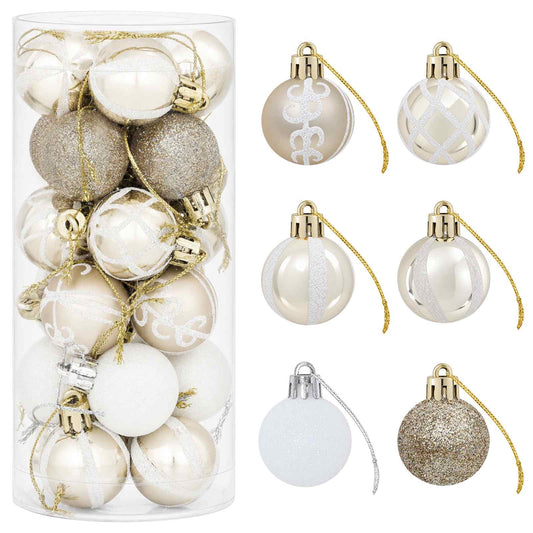 Christmas Ball Set 72 pcs Champagne and White Ø 3 cm Plastic