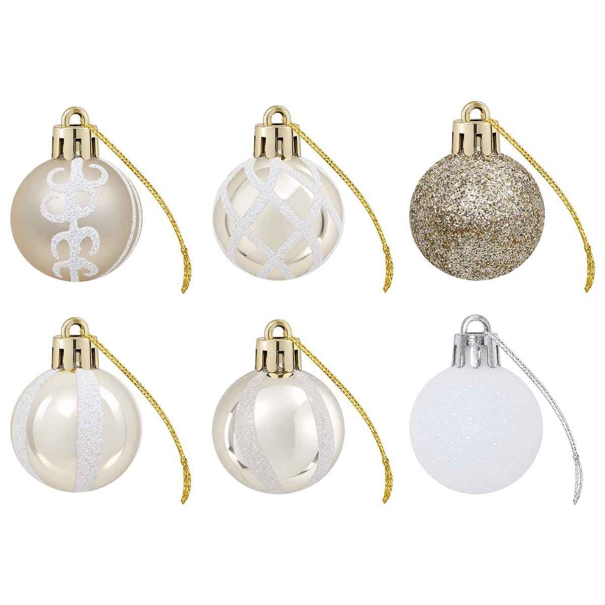 Christmas Ball Set 72 pcs Champagne and White Ø 3 cm Plastic
