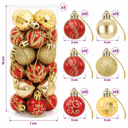 Christmas Ball Set 72 pcs Gold and Red Ø 3 cm Plastic