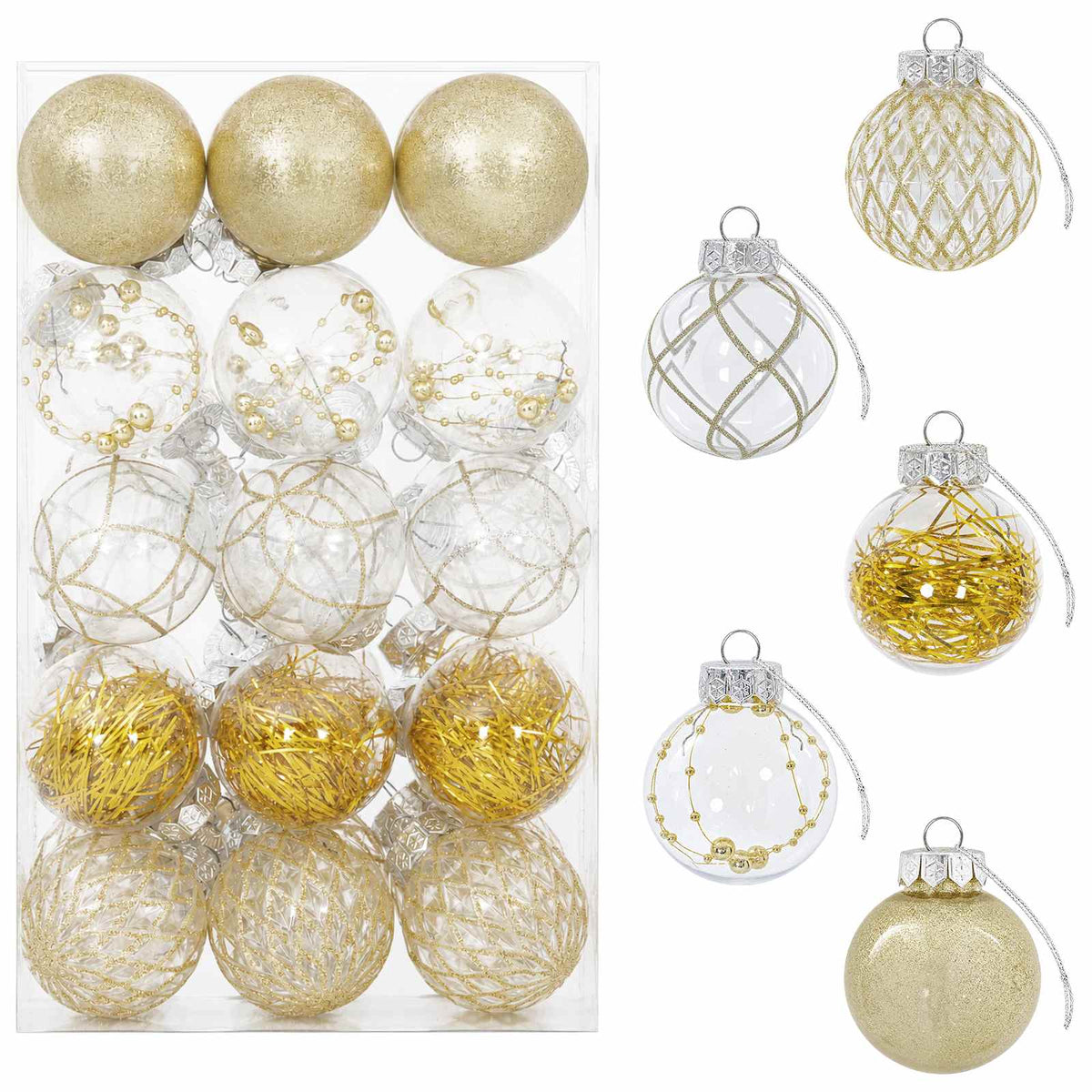 Christmas Ball Set 30 pcs Gold Ø 6 cm PET