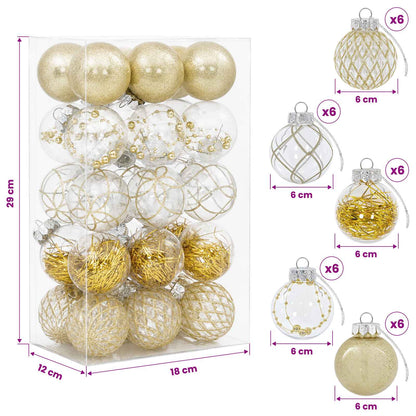 Christmas Ball Set 30 pcs Gold Ø 6 cm PET