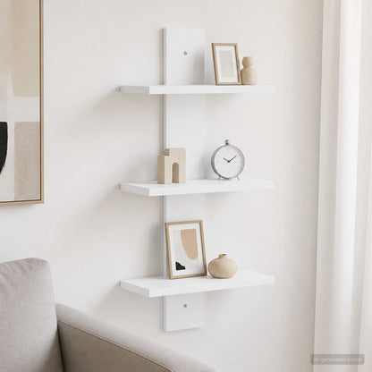 Wall Shelf White 30 x 13.5 x 64.5 cm Engineered Wood
