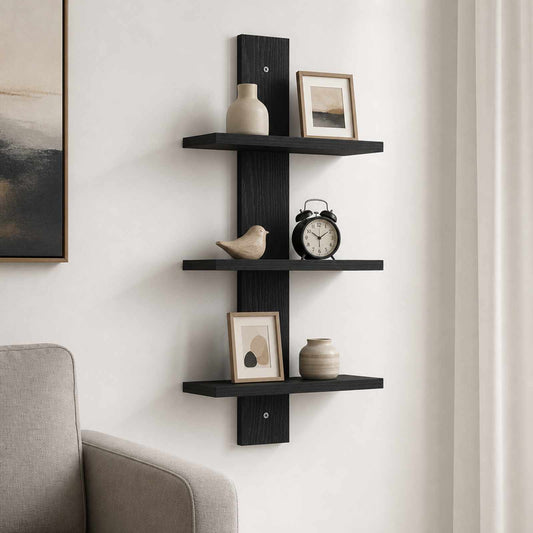 Wall Shelf Black Oak 30 x 13.5 x 64.5 cm Engineered Wood