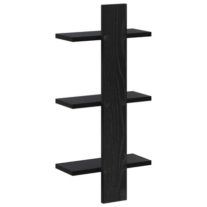 Wall Shelf Black Oak 30 x 13.5 x 64.5 cm Engineered Wood