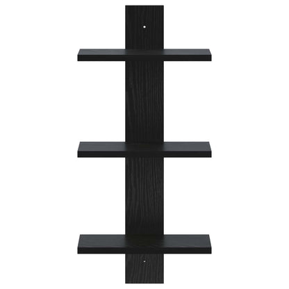 Wall Shelf Black Oak 30 x 13.5 x 64.5 cm Engineered Wood