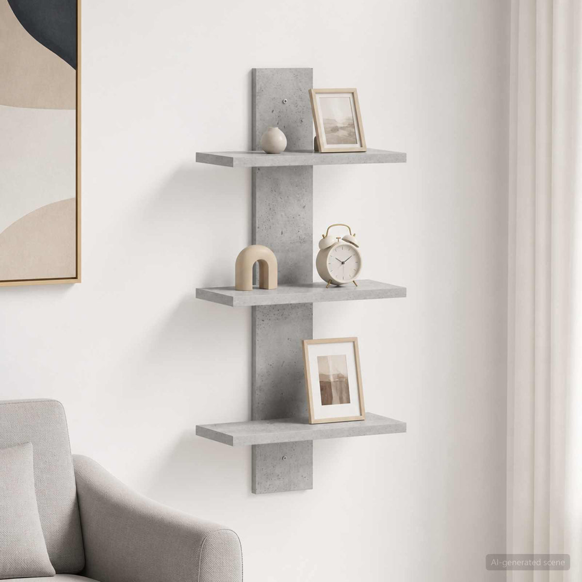 Wall Shelf Concrete Grey 30 x 13.5 x 64.5 cm Engineered Wood
