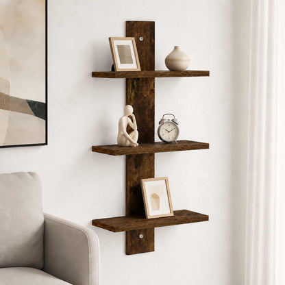 Wall Shelf Smoked Oak 30 x 13.5 x 64.5 cm Engineered Wood