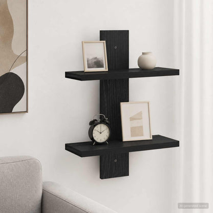Wall Shelf Black Oak 30 x 13.5 x 43 cm Engineered Wood