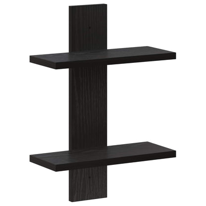 Wall Shelf Black Oak 30 x 13.5 x 43 cm Engineered Wood