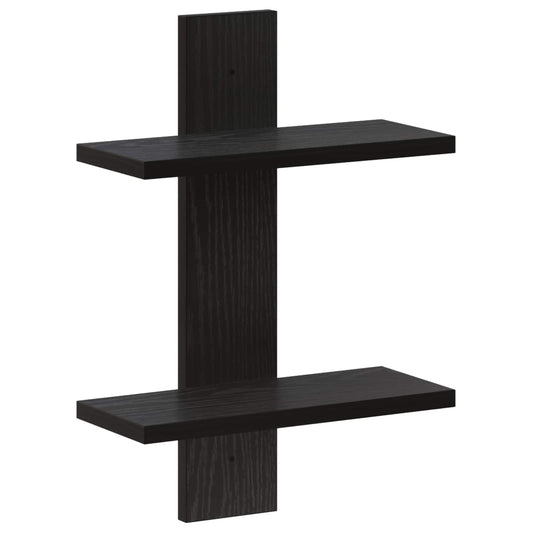 Wall Shelf Black Oak 30 x 13.5 x 43 cm Engineered Wood