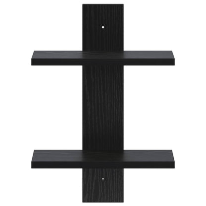 Wall Shelf Black Oak 30 x 13.5 x 43 cm Engineered Wood
