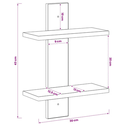 Wall Shelf Black Oak 30 x 13.5 x 43 cm Engineered Wood
