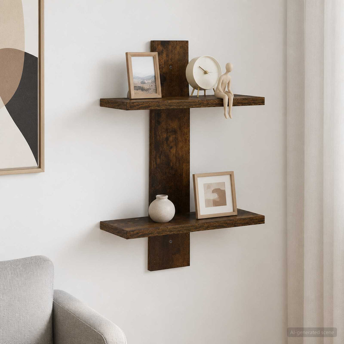 Wall Shelf Smoked Oak 30 x 13.5 x 43 cm Engineered Wood