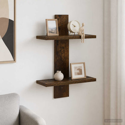 Wall Shelf Smoked Oak 30 x 13.5 x 43 cm Engineered Wood