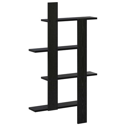Wall Shelf Black Oak 61 x 13.5 x 105 cm Engineered Wood