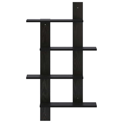Wall Shelf Black Oak 61 x 13.5 x 105 cm Engineered Wood