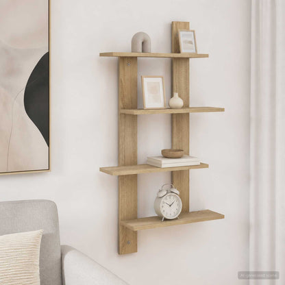 Wall Shelf Sonoma Oak 61 x 13.5 x 105 cm Engineered Wood
