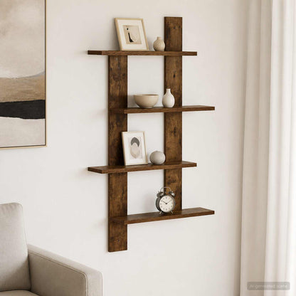 Wall Shelf Smoked Oak 61 x 13.5 x 105 cm Engineered Wood