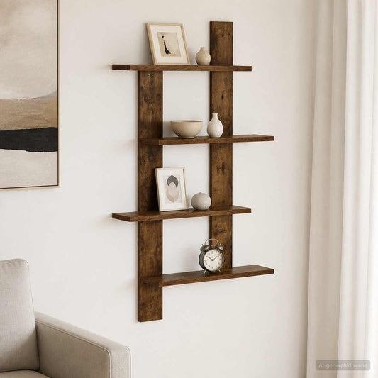 Wall Shelf Smoked Oak 61 x 13.5 x 105 cm Engineered Wood