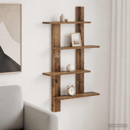 Wall Shelf Old Wood 61 x 13.5 x 105 cm Engineered Wood