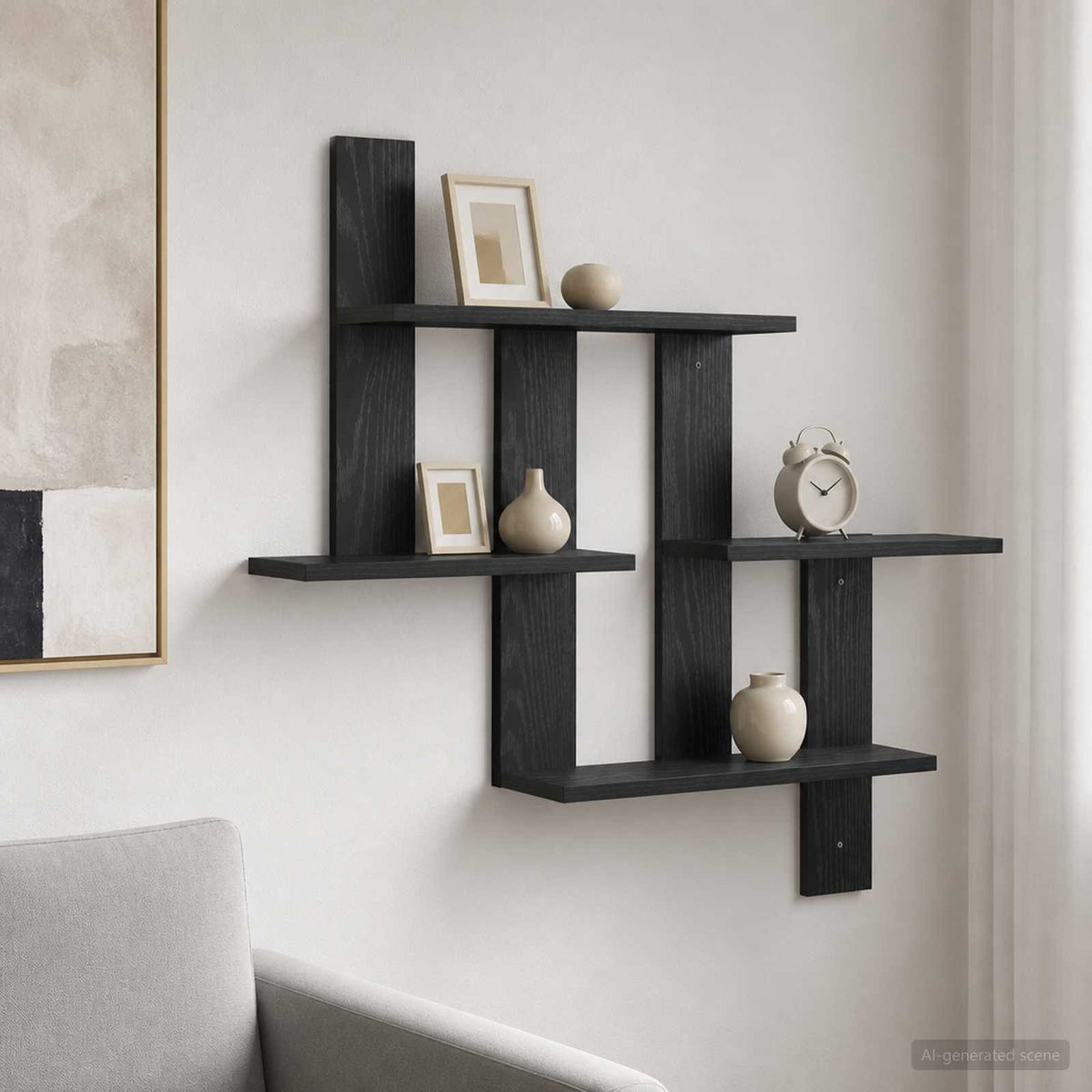 Wall Shelf Black Oak 85 x 13.5 x 73.5 cm Engineered Wood