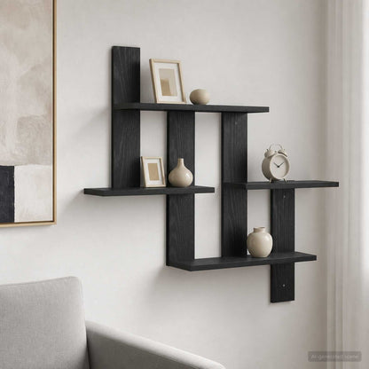 Wall Shelf Black Oak 85 x 13.5 x 73.5 cm Engineered Wood