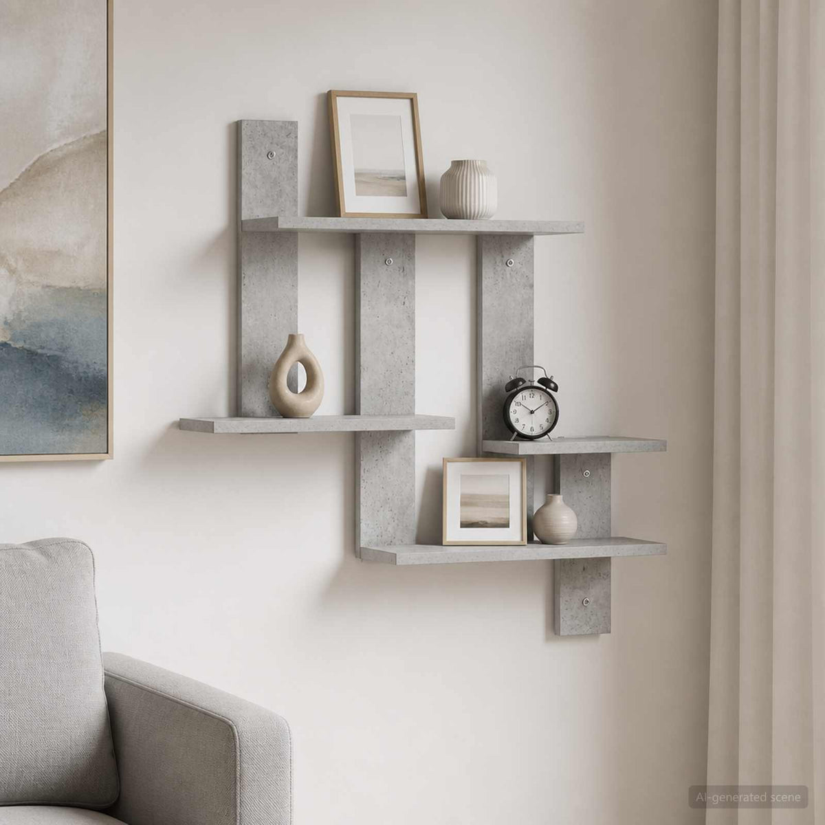 Wall Shelf Concrete Grey 85 x 13.5 x 73.5 cm Engineered Wood