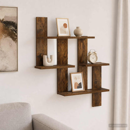 Wall Shelf Smoked Oak 85 x 13.5 x 73.5 cm Engineered Wood