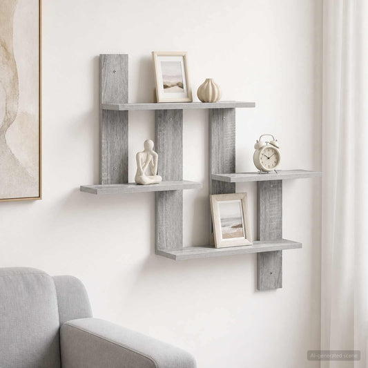 Wall Shelf Grey Sonoma 85 x 13.5 x 73.5 cm Engineered Wood