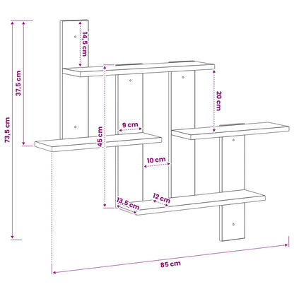 Wall Shelf Oak Wood 85 x 13.5 x 73.5 cm Engineered Wood