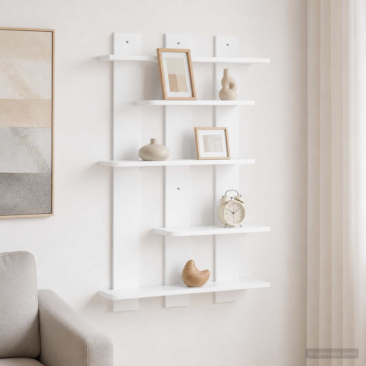 Wall Shelf White 61 x 13.5 x 88 cm Engineered Wood