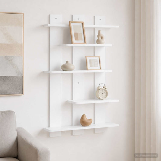 Wall Shelf White 61 x 13.5 x 88 cm Engineered Wood