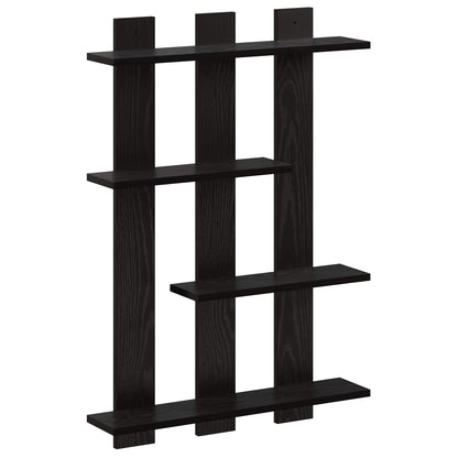 Wall Shelf Black Oak 61 x 13.5 x 88 cm Engineered Wood