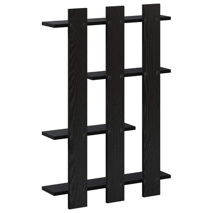 Wall Shelf Black Oak 61 x 13.5 x 88 cm Engineered Wood