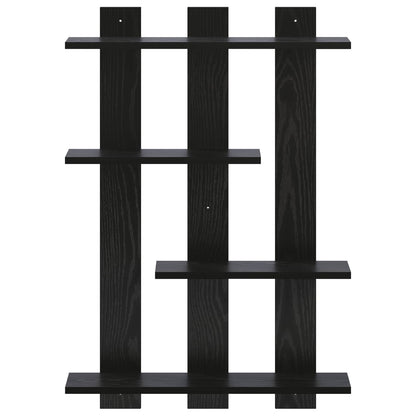 Wall Shelf Black Oak 61 x 13.5 x 88 cm Engineered Wood