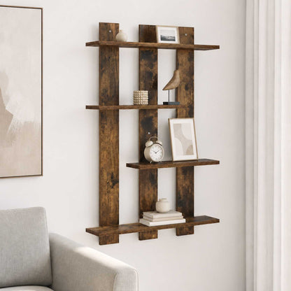 Wall Shelf Smoked Oak 61 x 13.5 x 88 cm Engineered Wood