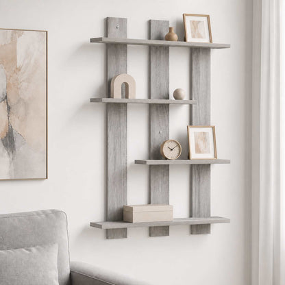 Wall Shelf Grey Sonoma 61 x 13.5 x 88 cm Engineered Wood