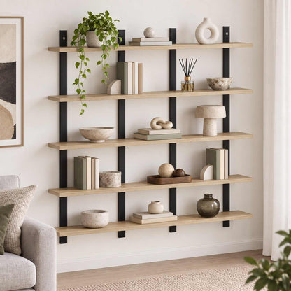 Wall Shelf Sonoma Oak 102 x 13.5 x 102 cm Engineered Wood