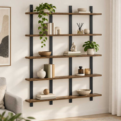 Wall Shelf Smoked Oak 102 x 13.5 x 102 cm Engineered Wood